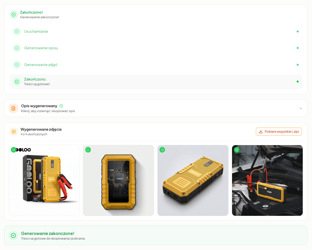 Wygenerowane zdjęcia produktu